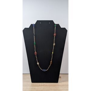 Boho Beaded Necklace Multicolor Glass Beads Long Chain 25 Inch Layering